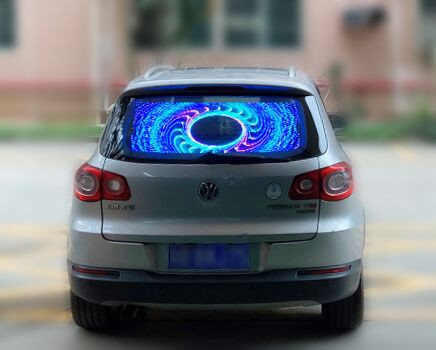 Şeffaf Araba Arka Cam LED Ekran 9-36V Giriş Kablosuz Programlanabilir