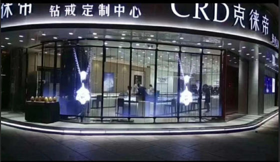 4S Shop için P15 Cam Şeffaf LED Perde 72mm Kalınlık