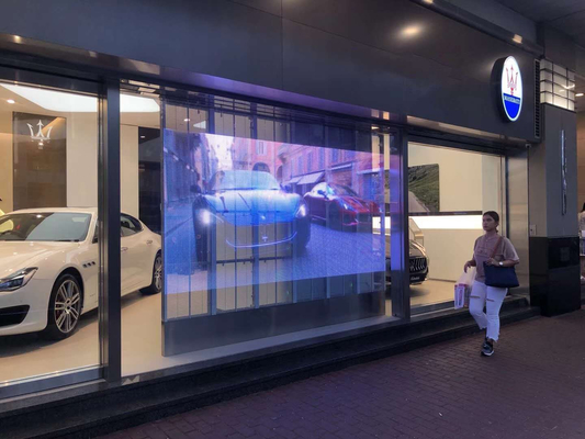 Yan Aydınlatma P3.91-7.8 Yüksek Parlaklıklı Şeffaf LED Ekran, Cam Giriş İçin Led Üzerinden Görün
