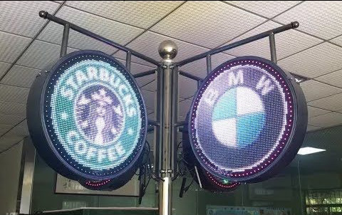 Açık Dairesel LED Mağaza İşaretleri, P4RGB İki Taraflı Mağaza Logosu İşareti