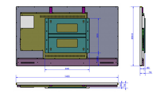 Sertleştirilmiş Cam LCD Dokunmatik Ekran, Okul için 80KHz 65 İnç LCD Monitör